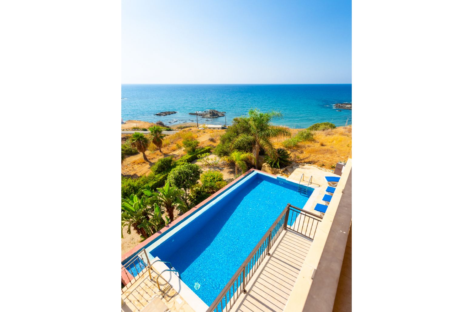 View of pool from upper terrace