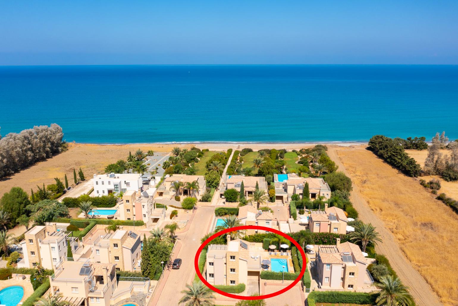 Aerial view showing location of Villa Izabella