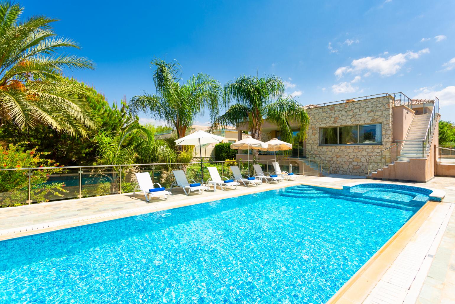 Beautiful villa with private infinity pool, terrace, and garden with sea views