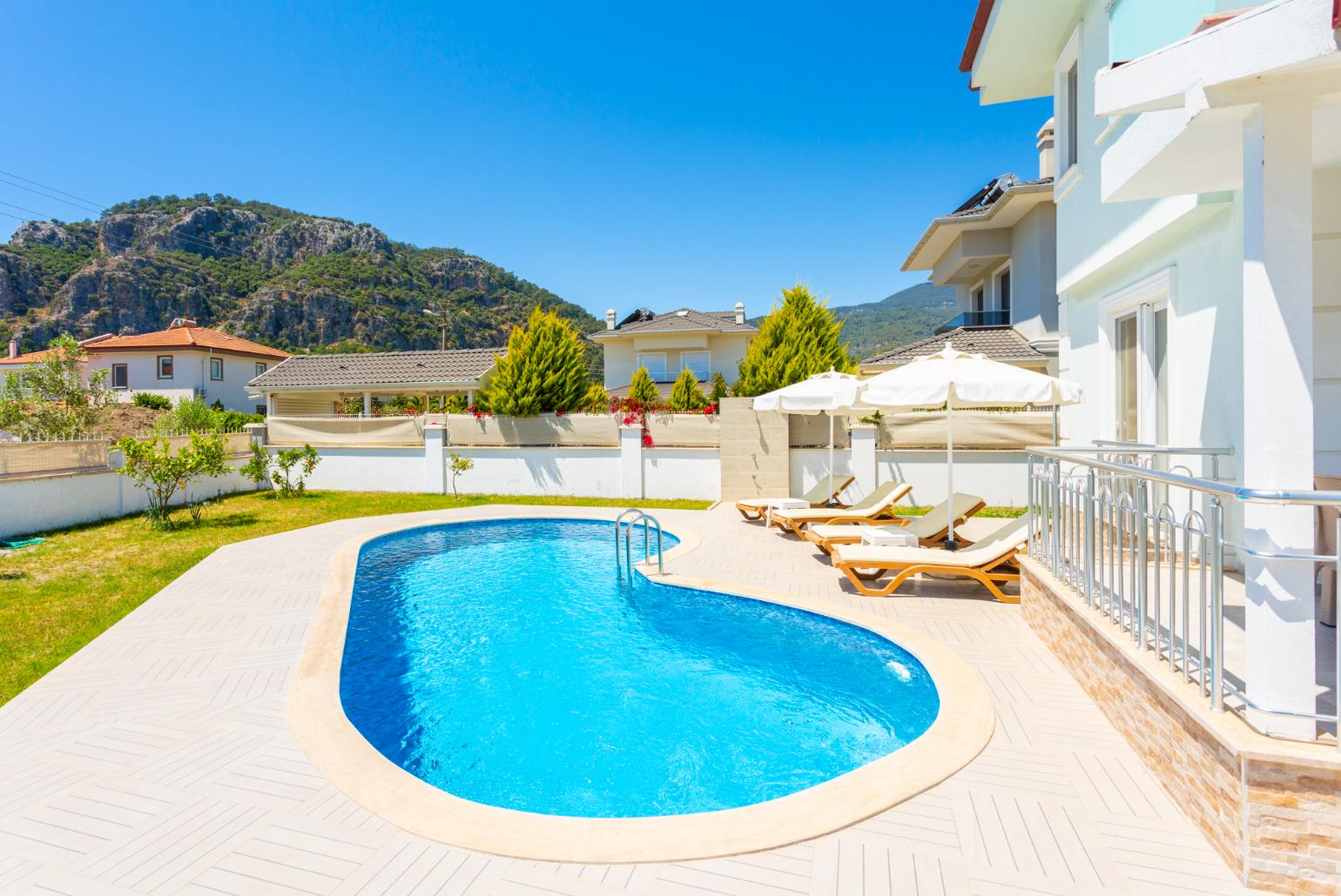 Private pool, terrace, and garden