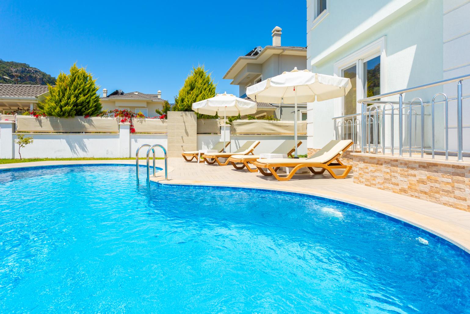 Private pool, terrace, and garden