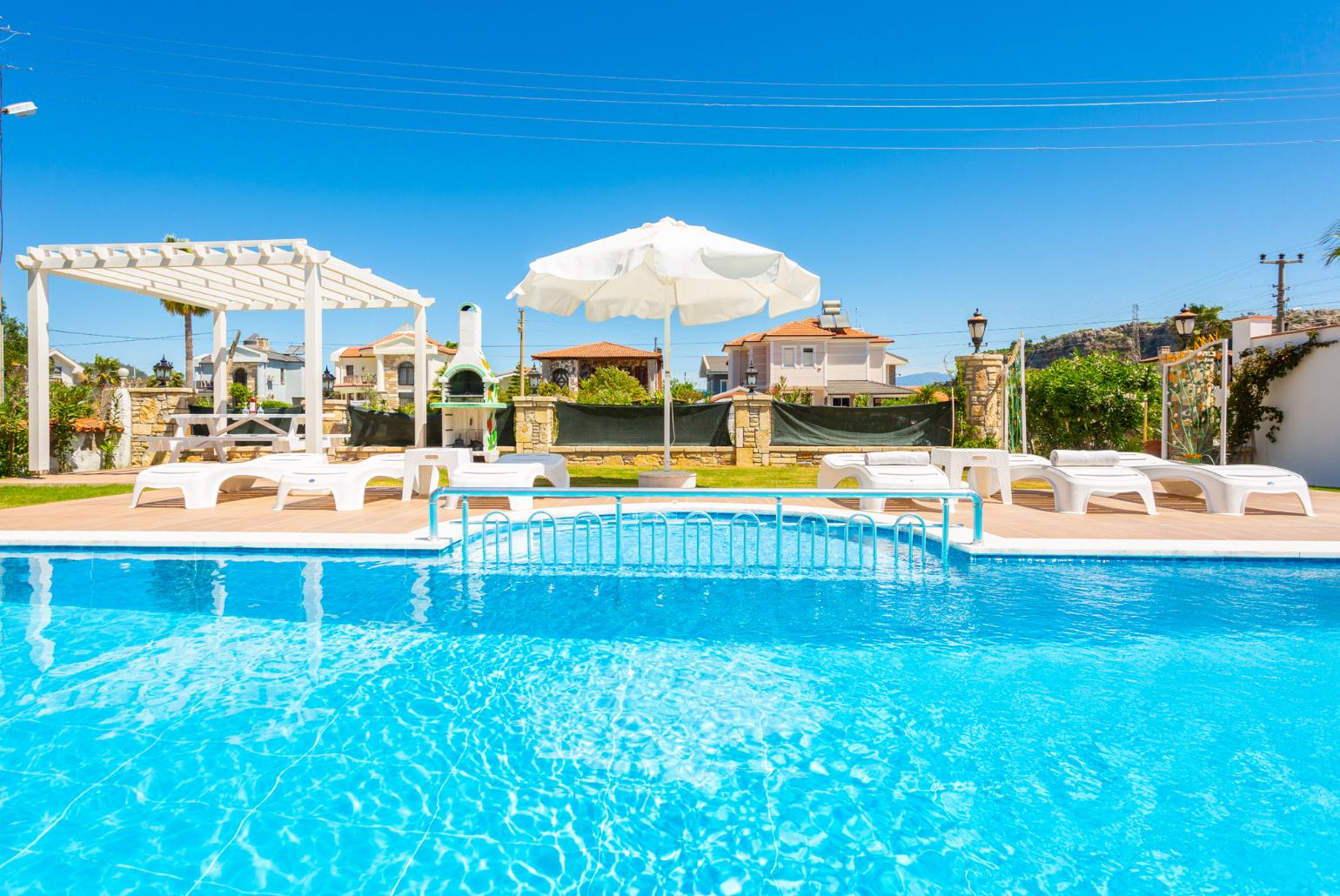 Private pool, terrace, and garden