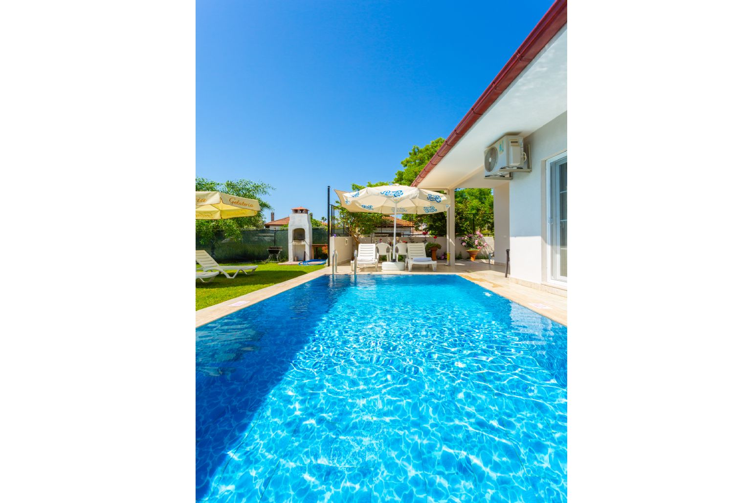 Private pool, terrace, and garden