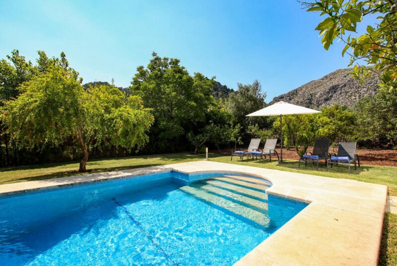 Private pool, terrace, and garden