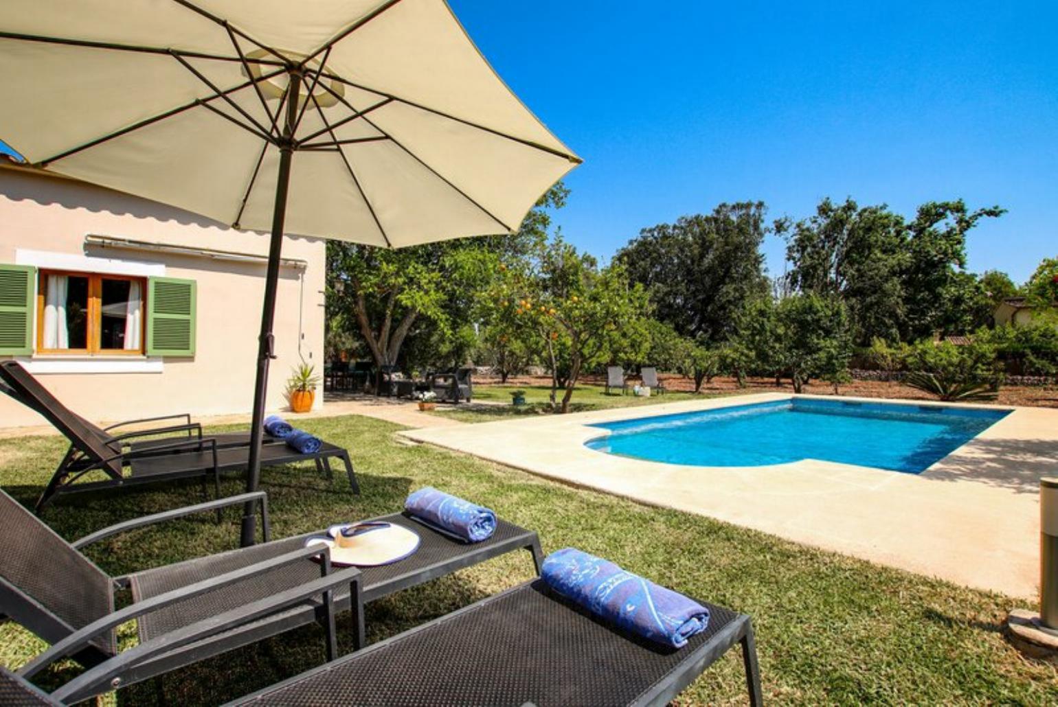 Private pool, terrace, and garden