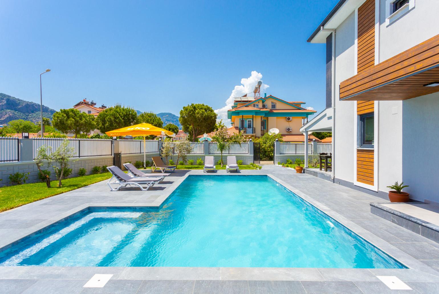 Private pool, terrace, and garden