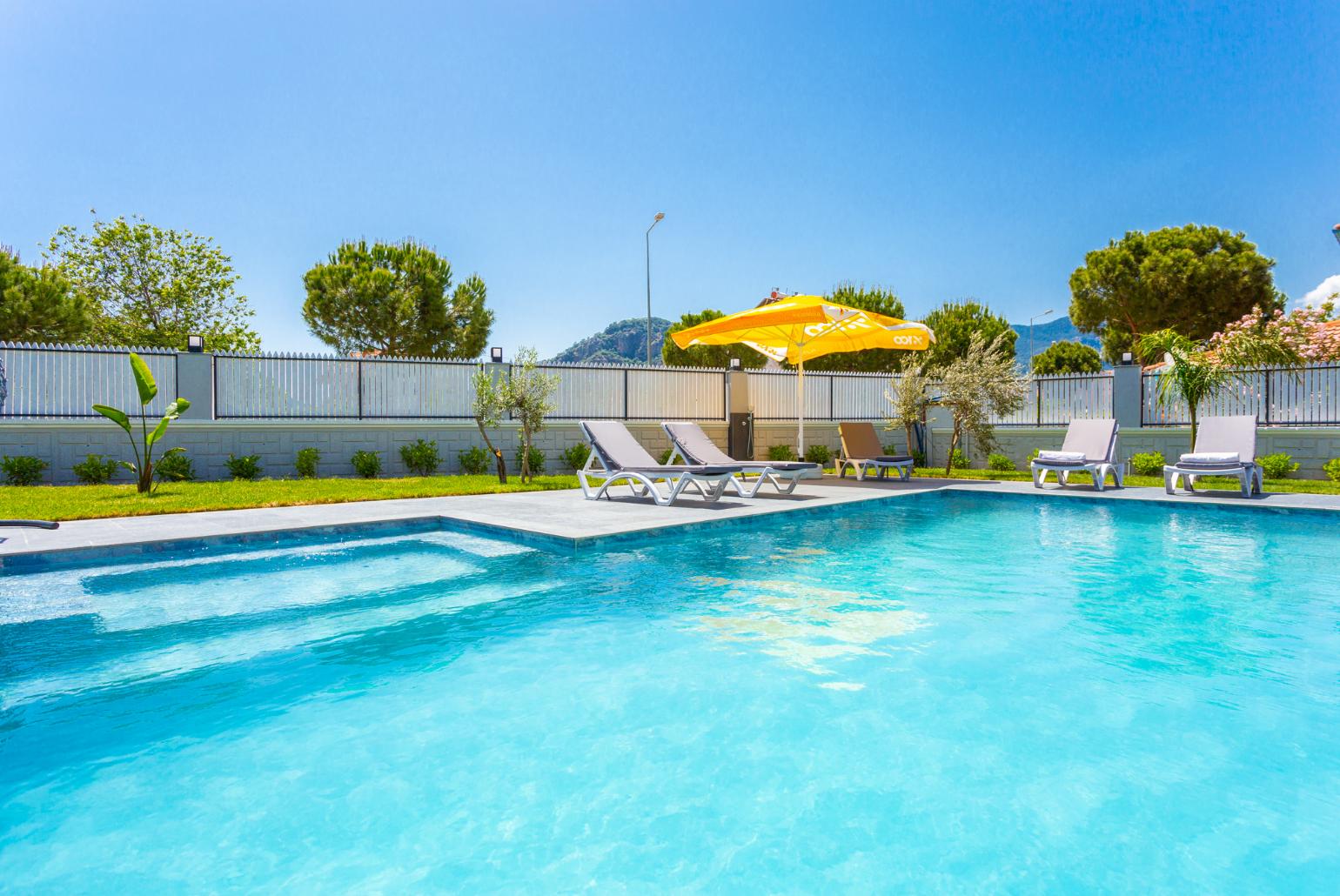 Private pool, terrace, and garden