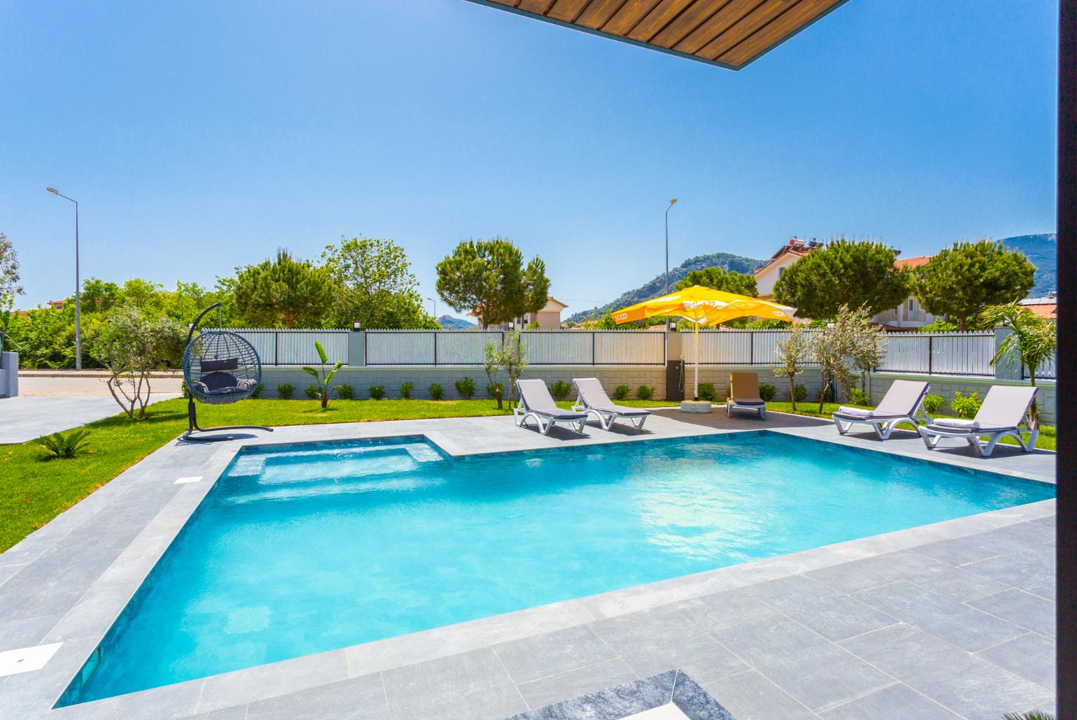 Private pool, terrace, and garden