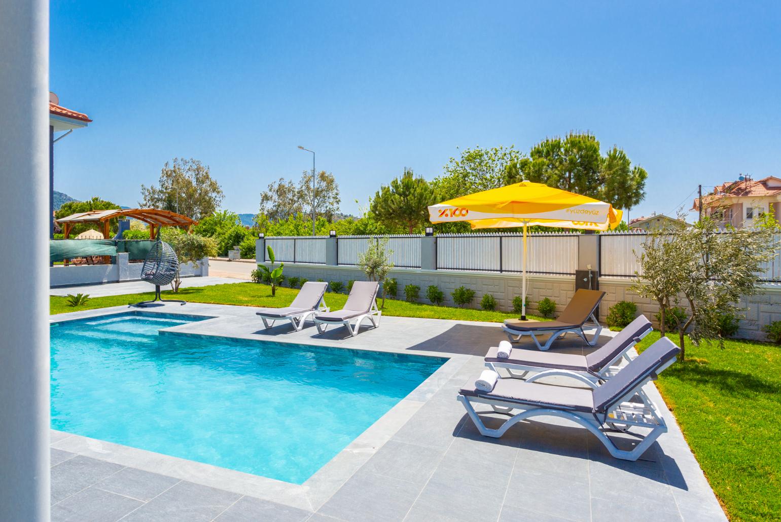 Private pool, terrace, and garden