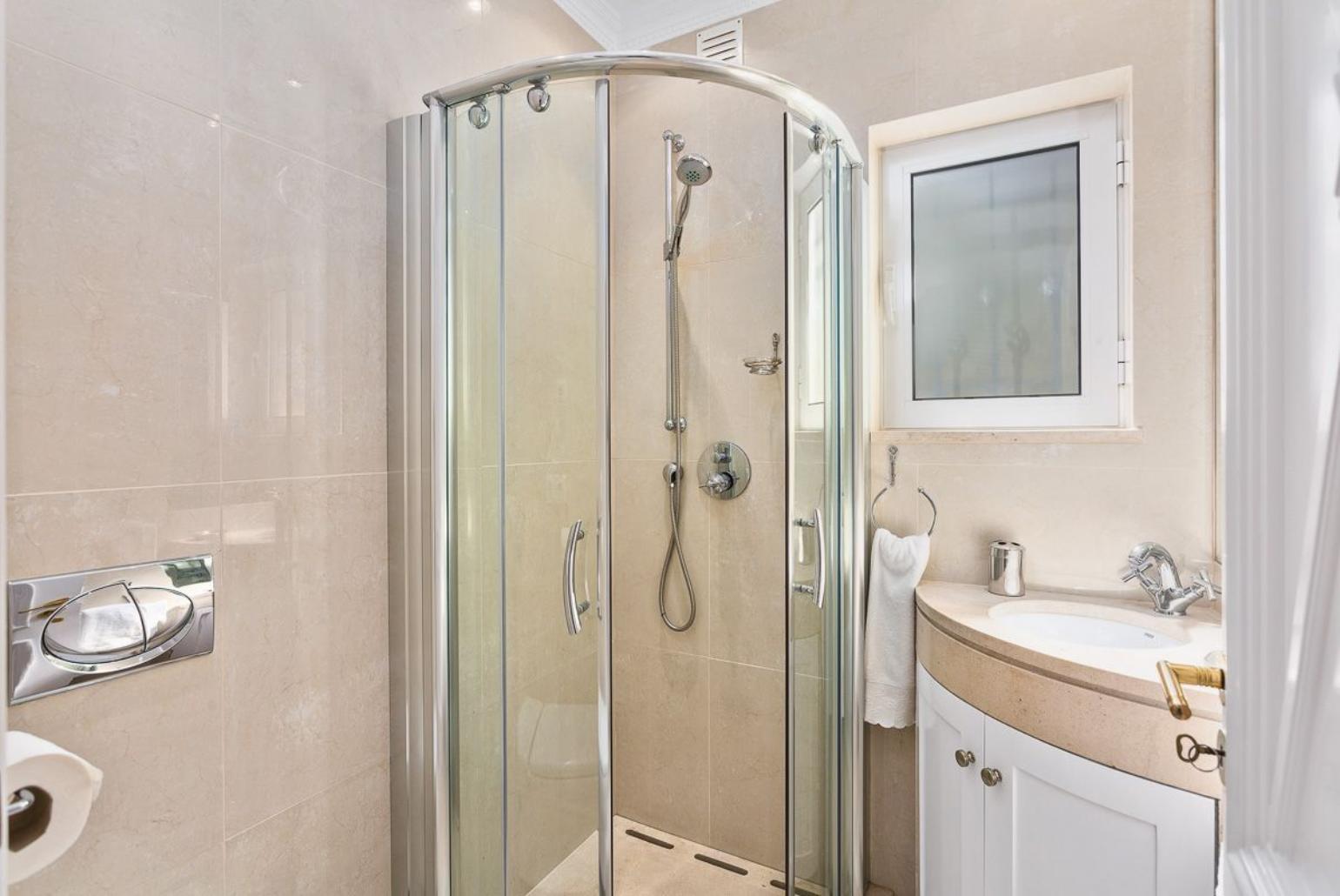 Bathroom with shower.