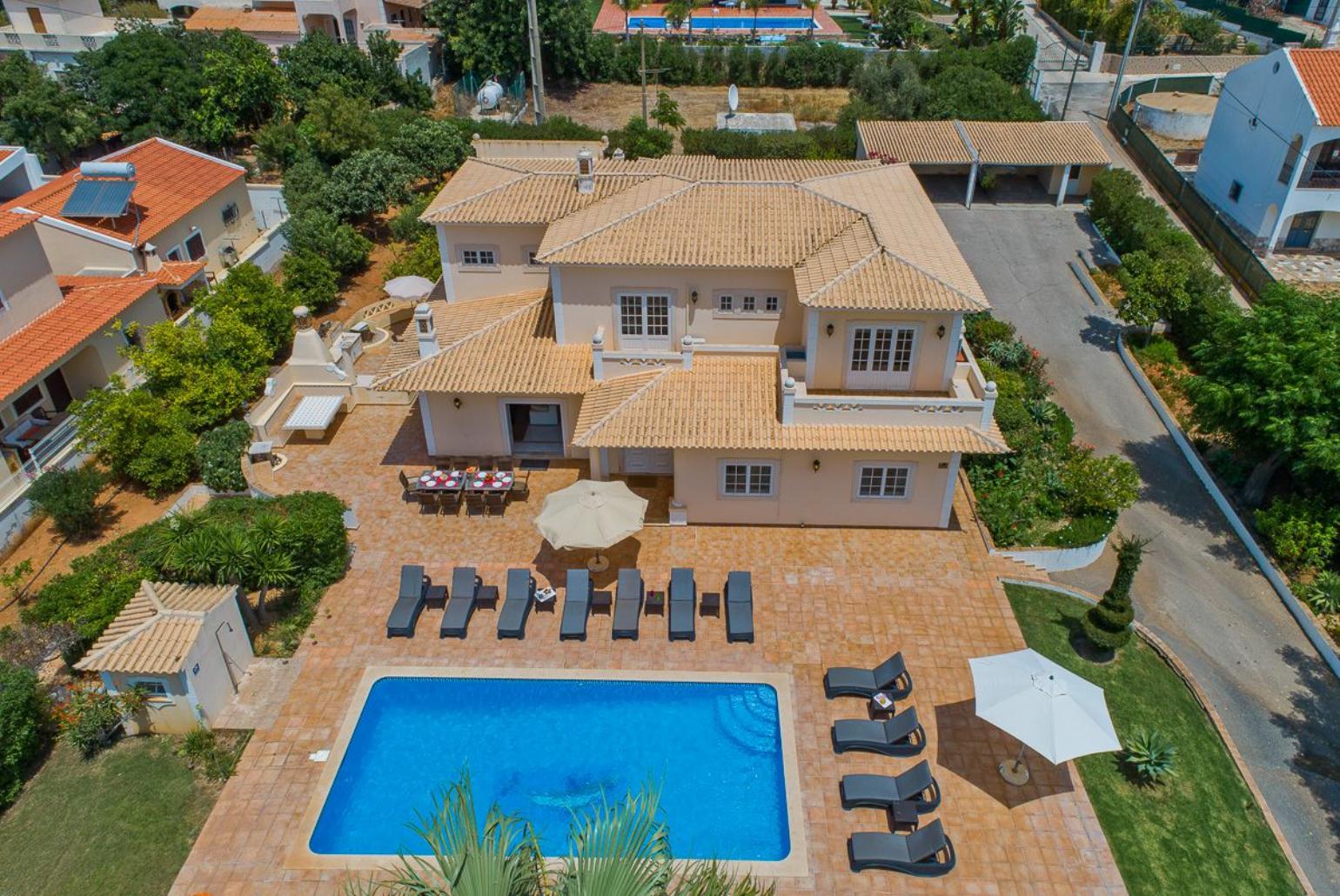 Aerial view of the villa.