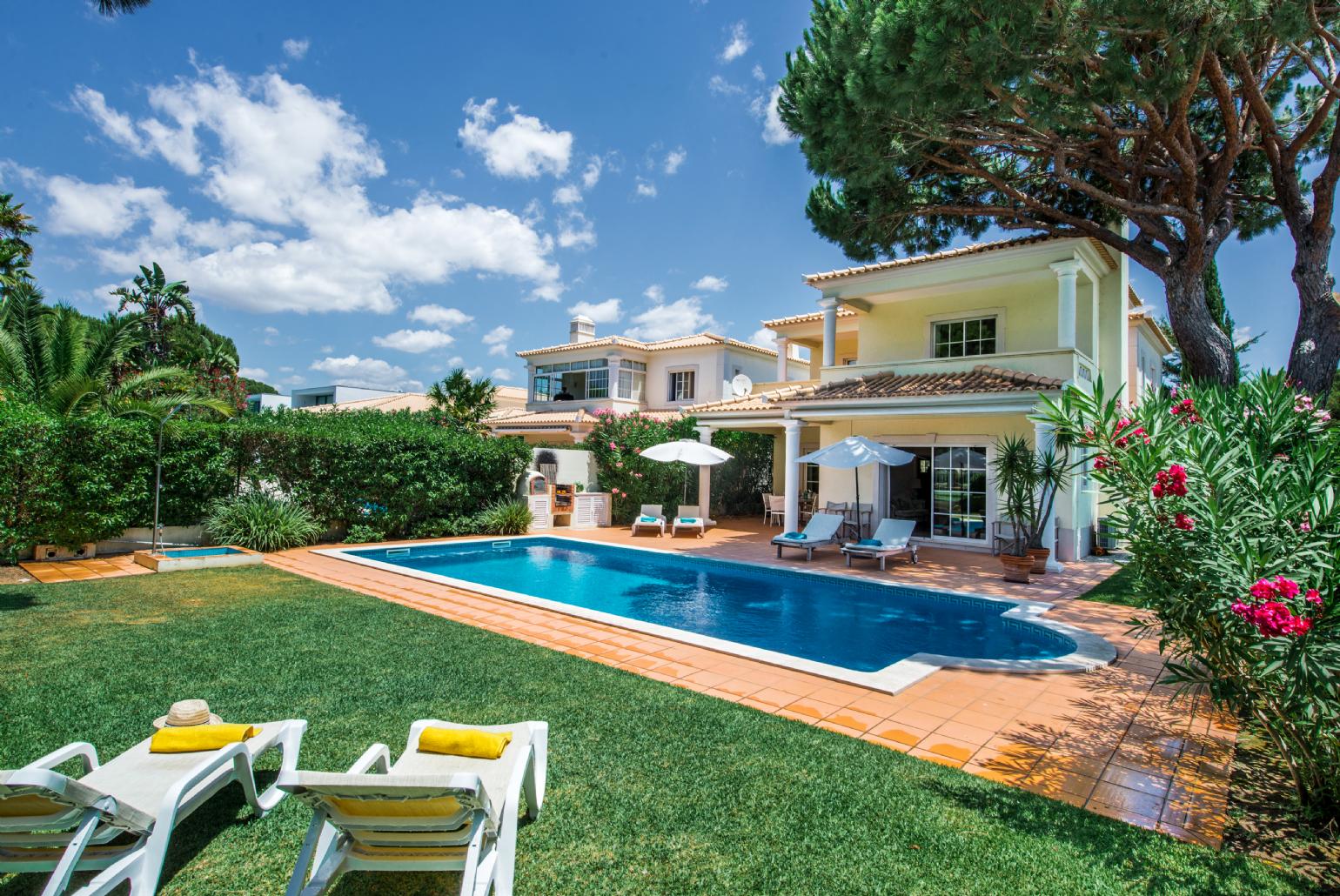 ,Beautiful villa with private pool and terrace area.