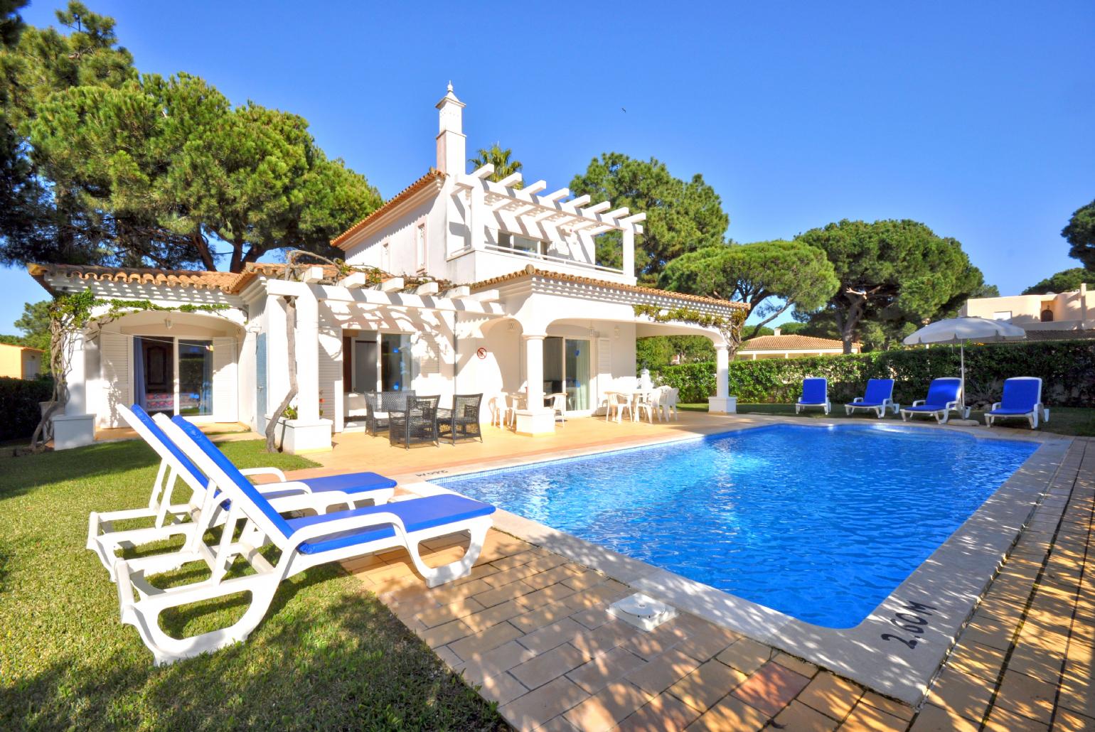,Beautiful villa with private pool and terrace area.