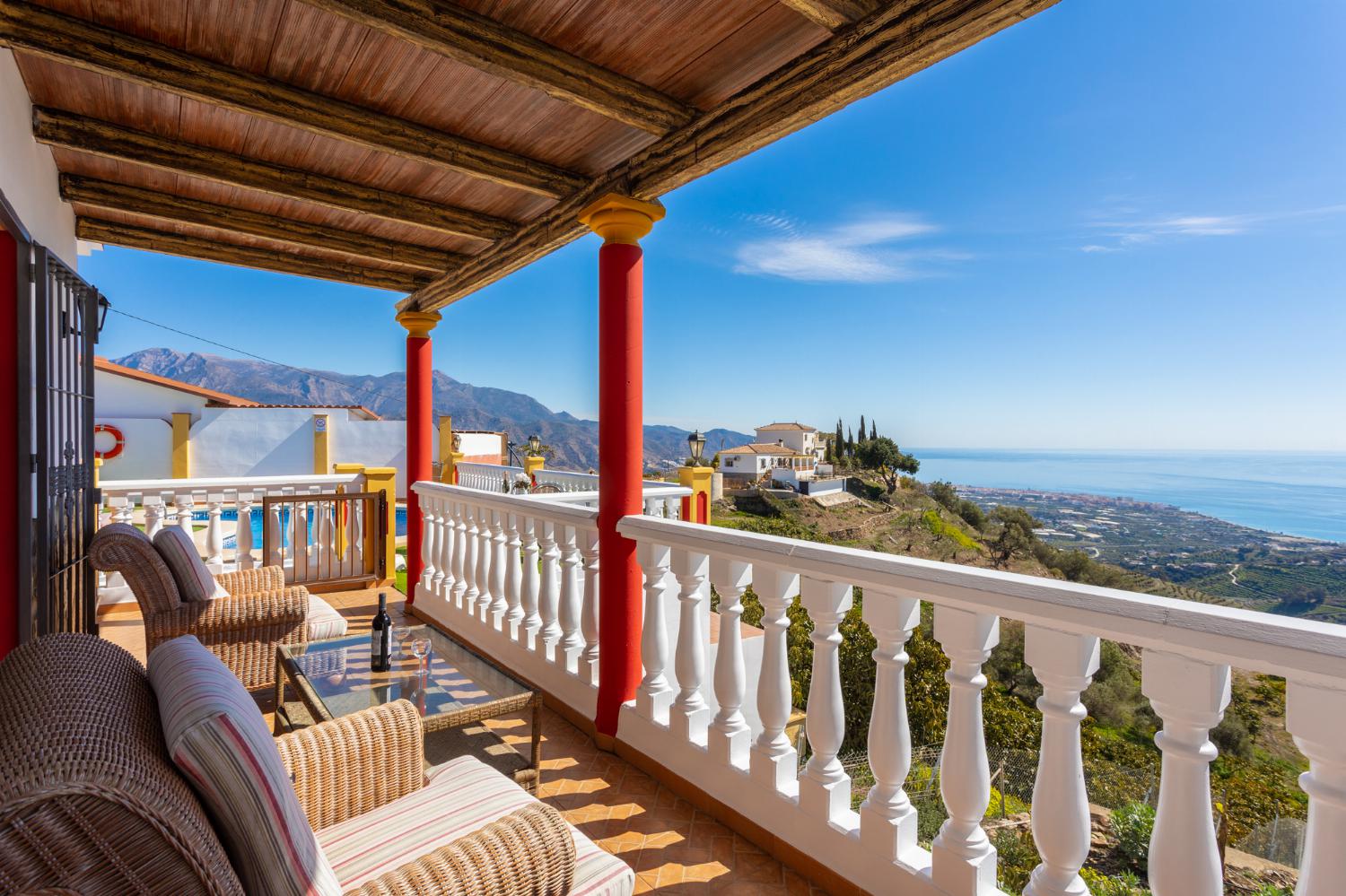 Sheltered terrace area with panoramic sea views