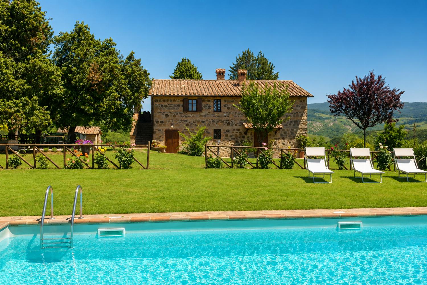 Beautiful villa with private pool, terrace, and garden with countryside views