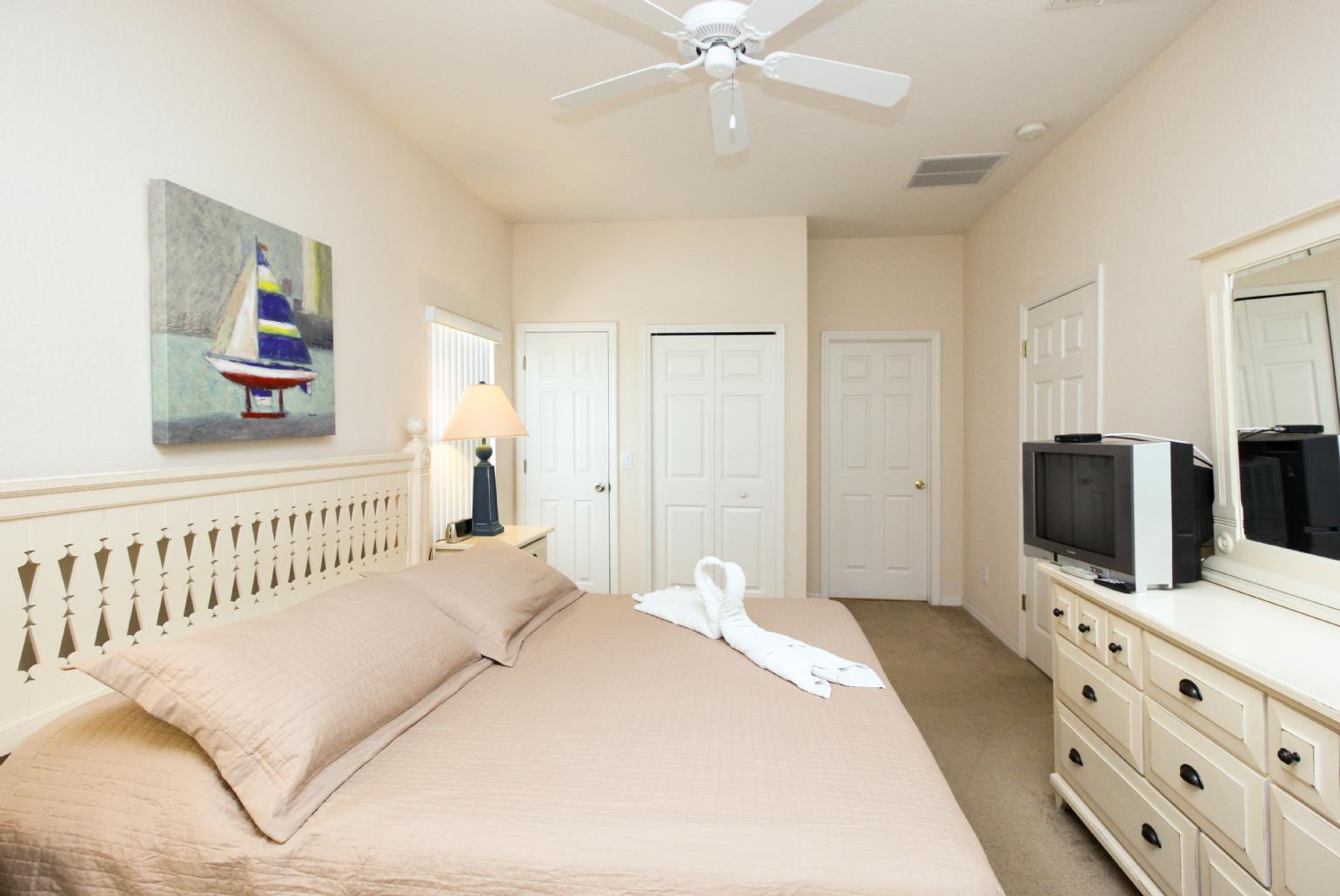 Double bedroom with TV.