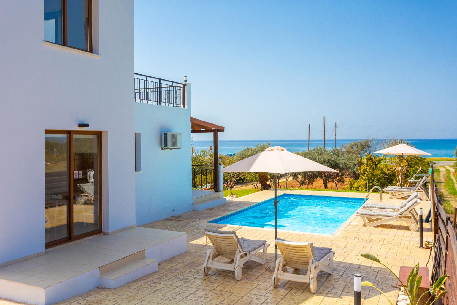 Beautiful villa with private pool, terrace, and garden with panoramic sea views