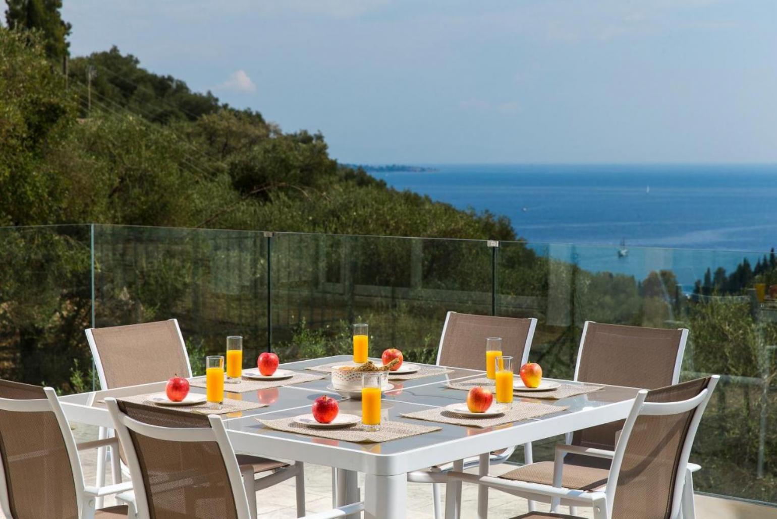 Outdoor dining table with sea view