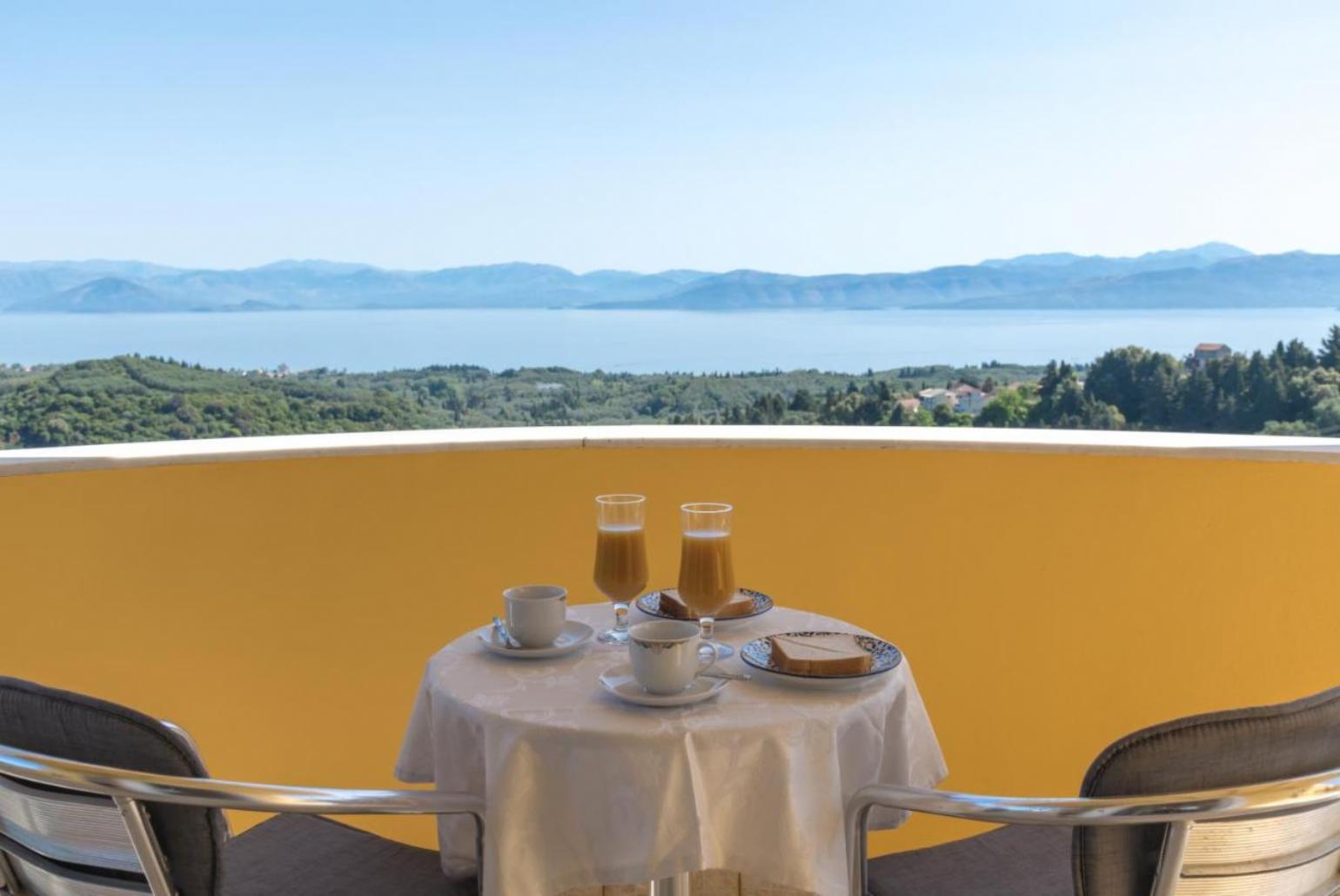 Sheltered terrace area with panoramic sea views