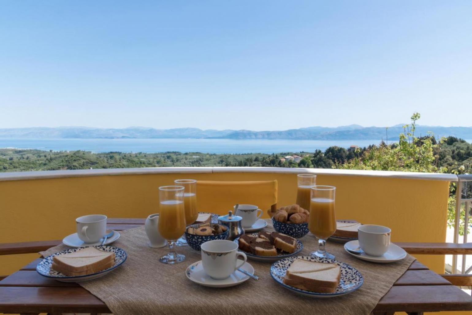 Sheltered terrace area with panoramic sea views