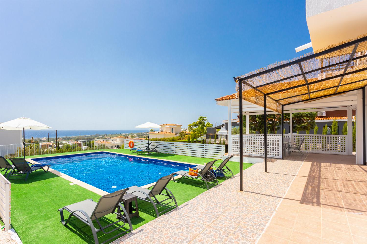 Private pool and terrace with sea views