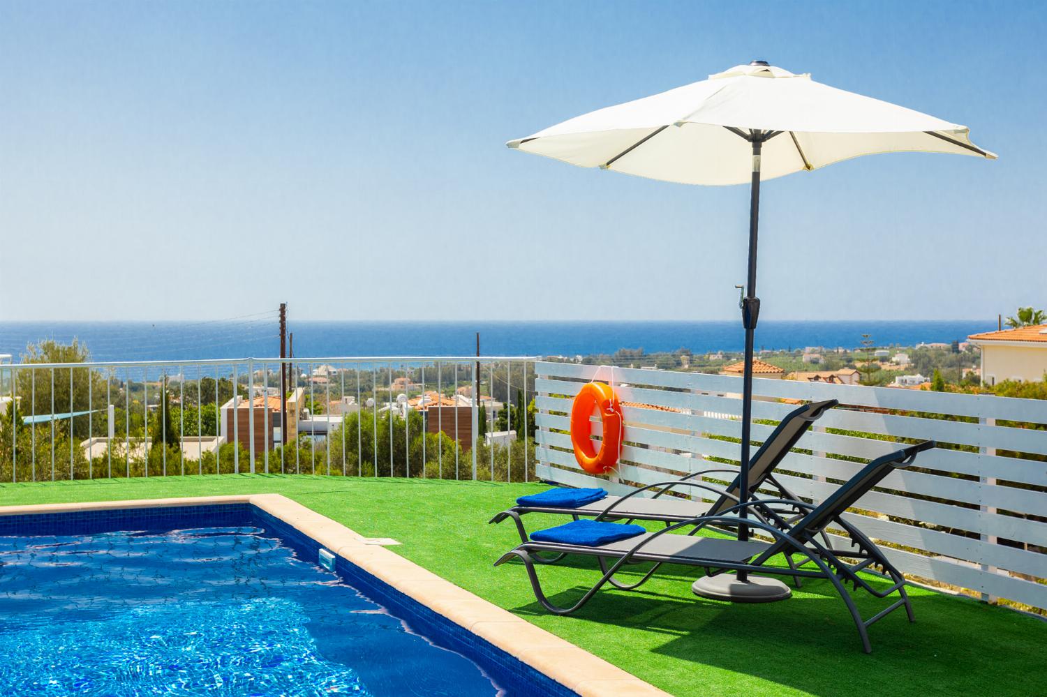 Private pool and terrace with sea views