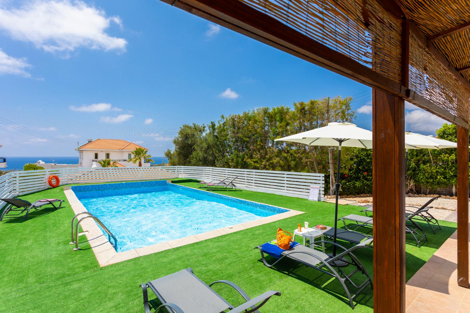 Private pool and terrace with sea views