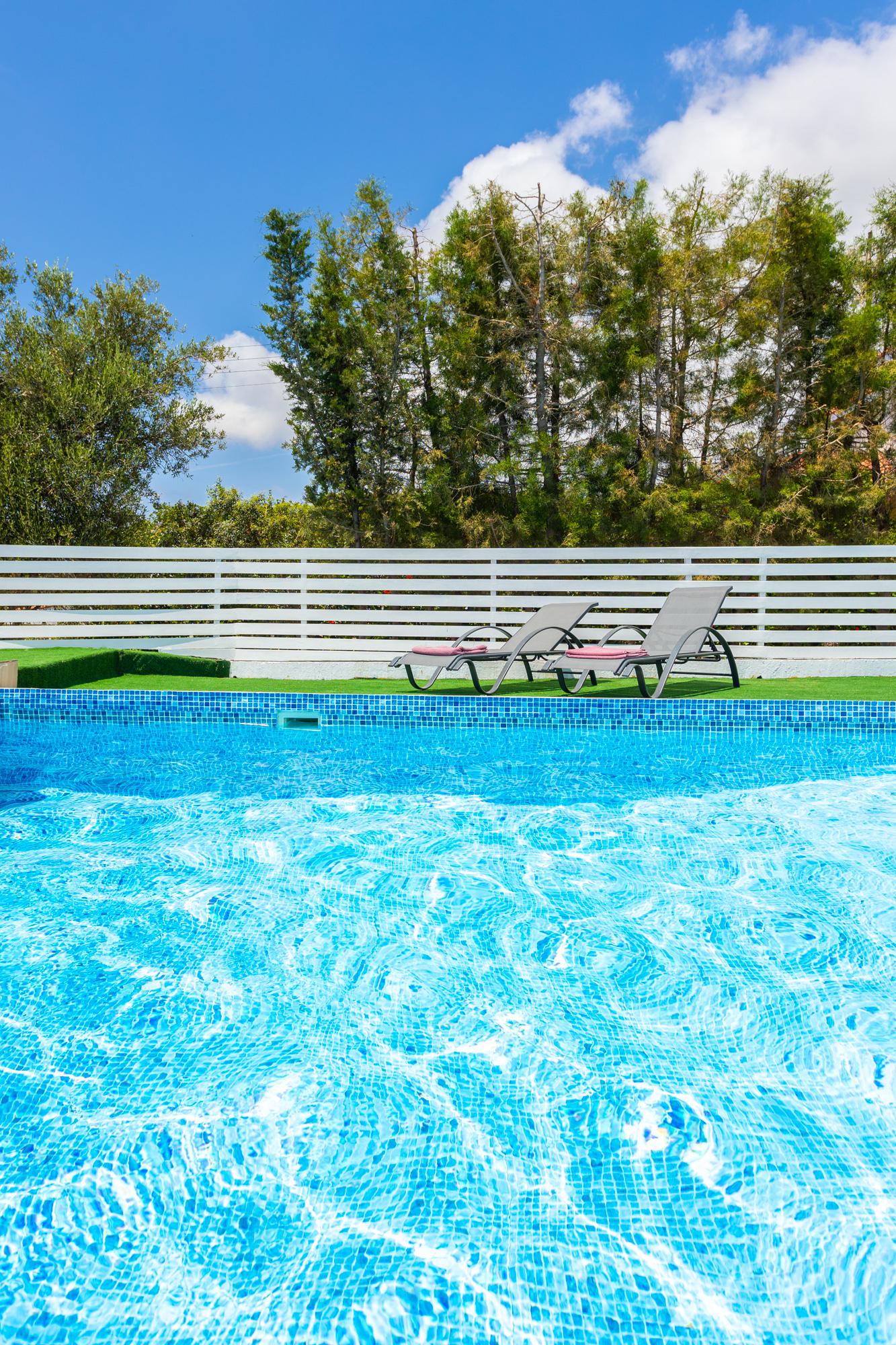 Private pool and terrace with sea views