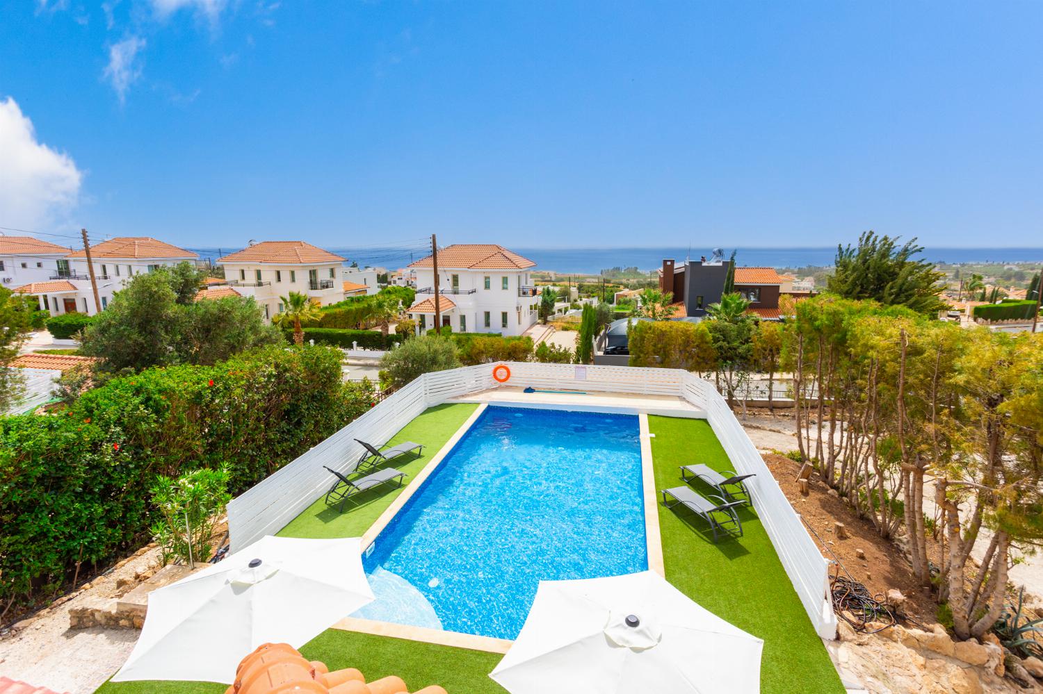 Private pool and terrace with sea views