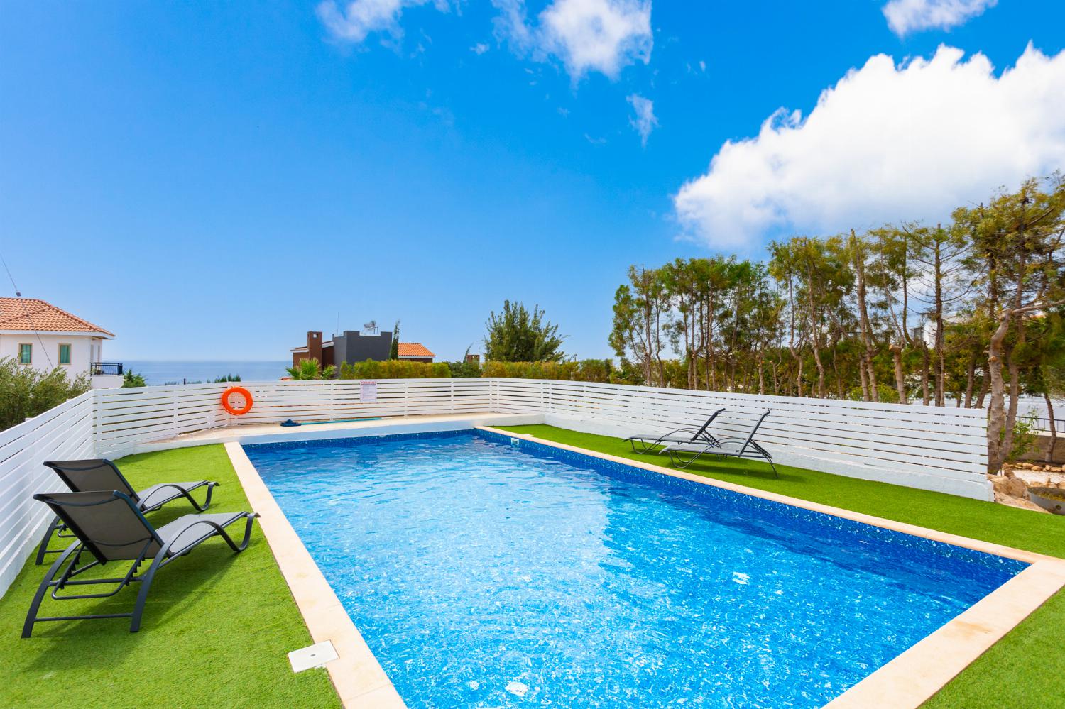 Private pool and terrace with sea views