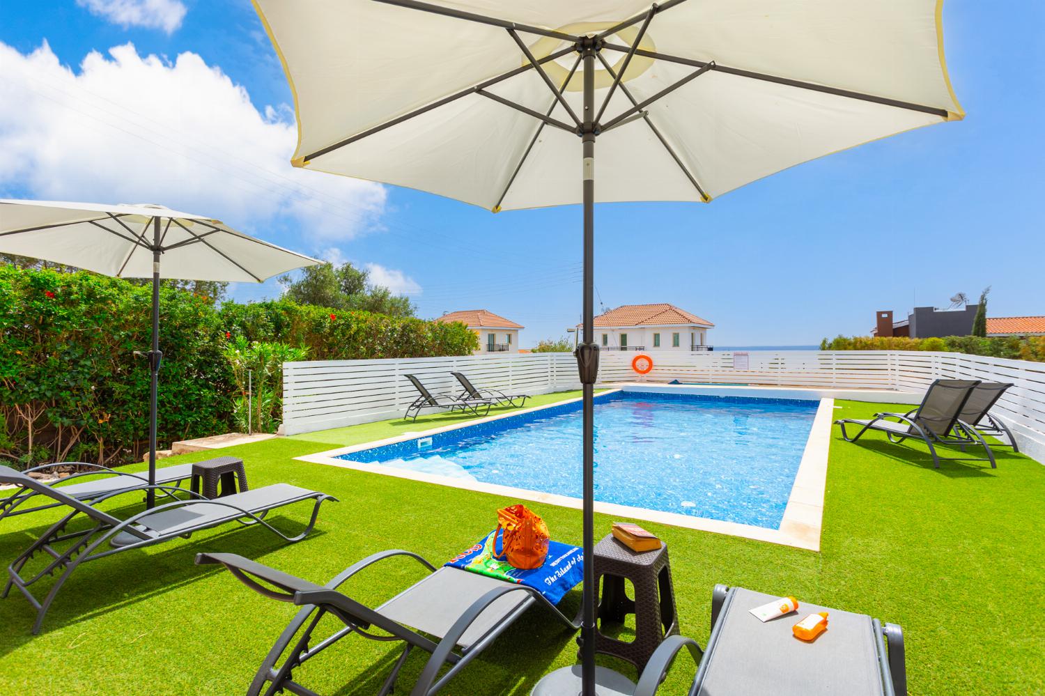 Private pool and terrace with sea views