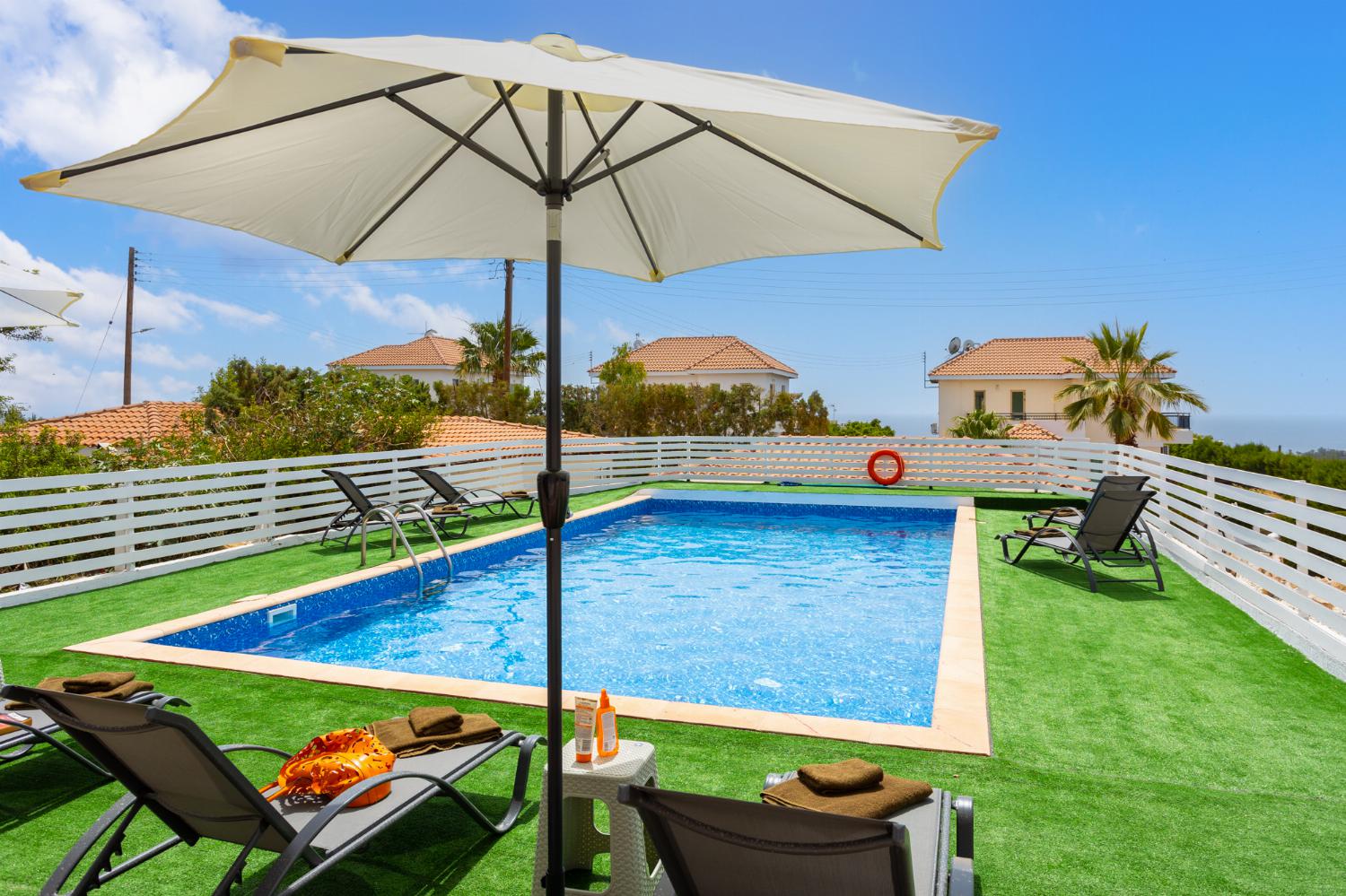 Private pool and terrace with sea views