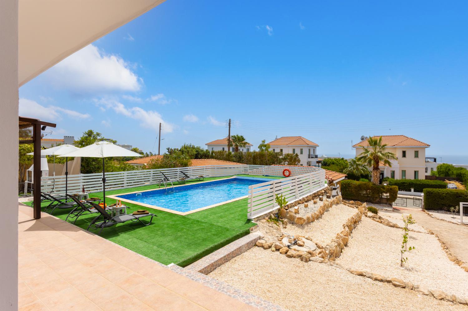 Private pool and terrace with sea views