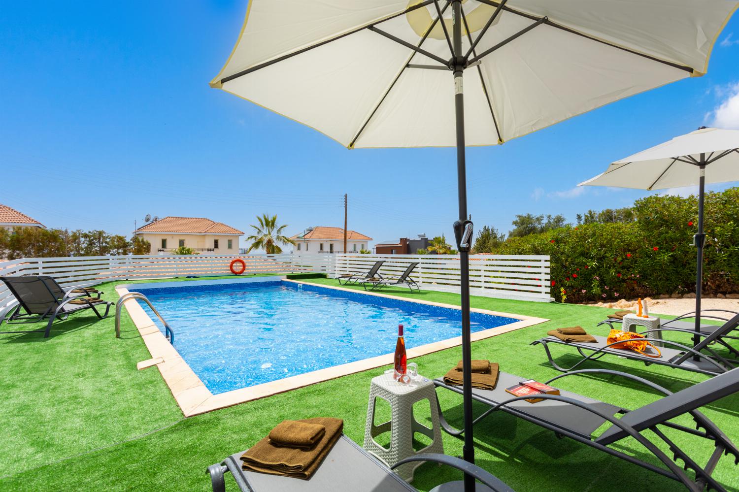 Private pool and terrace with sea views