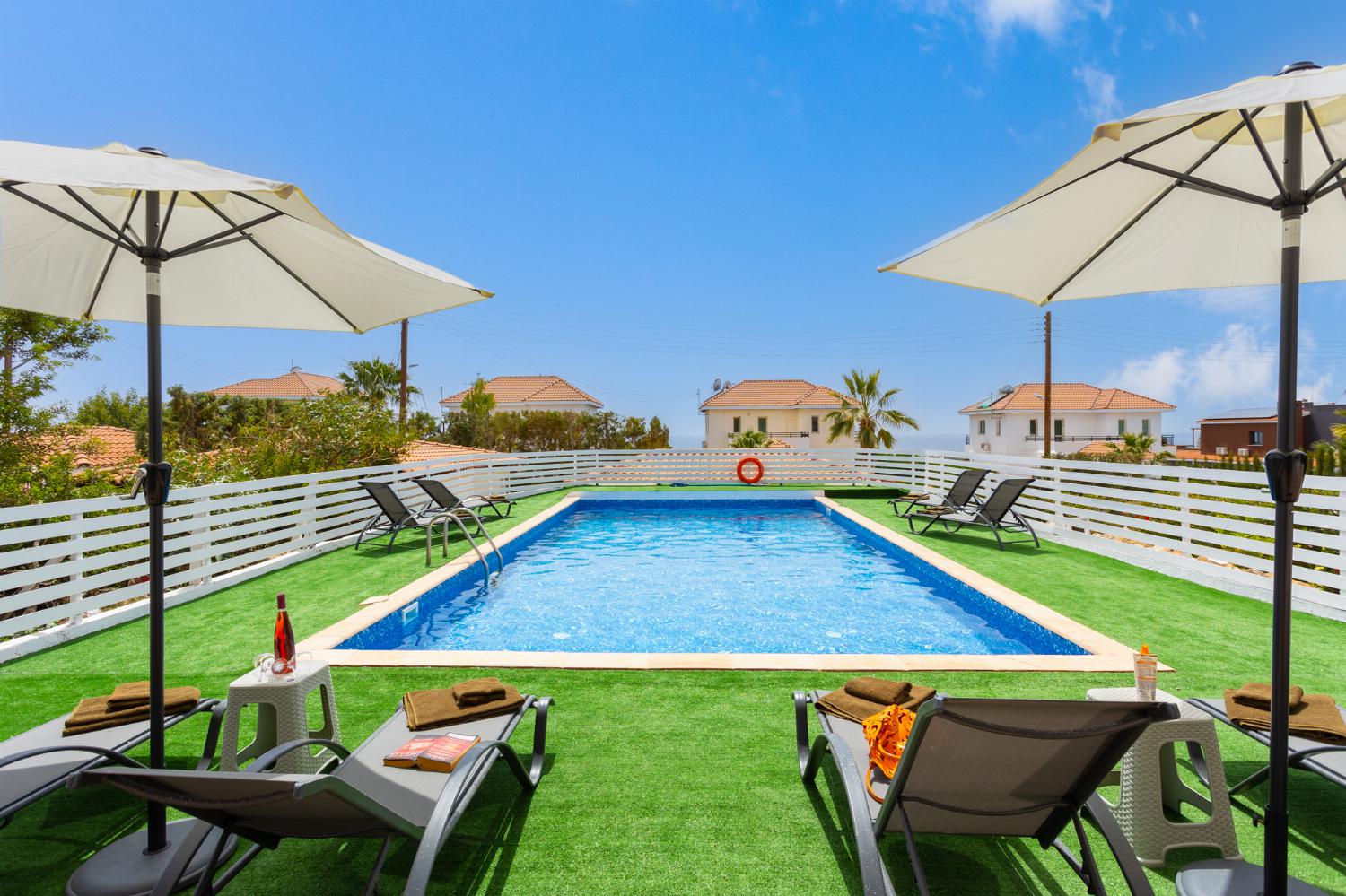Private pool and terrace with sea views
