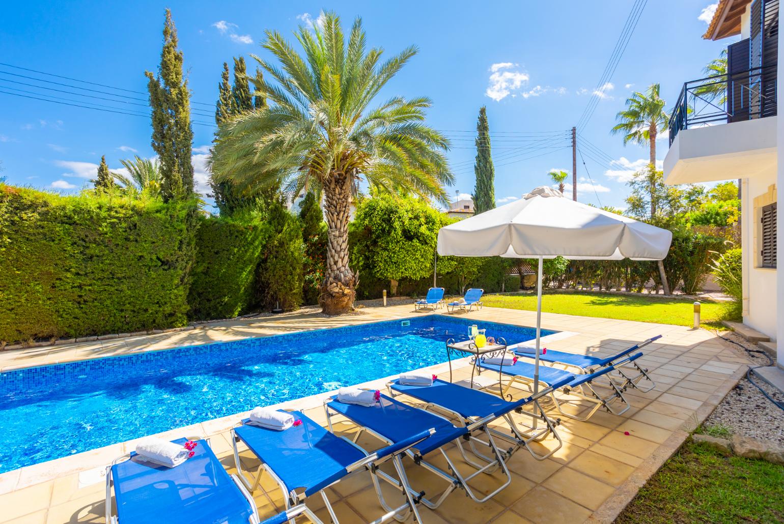 Private pool, terrace, and garden