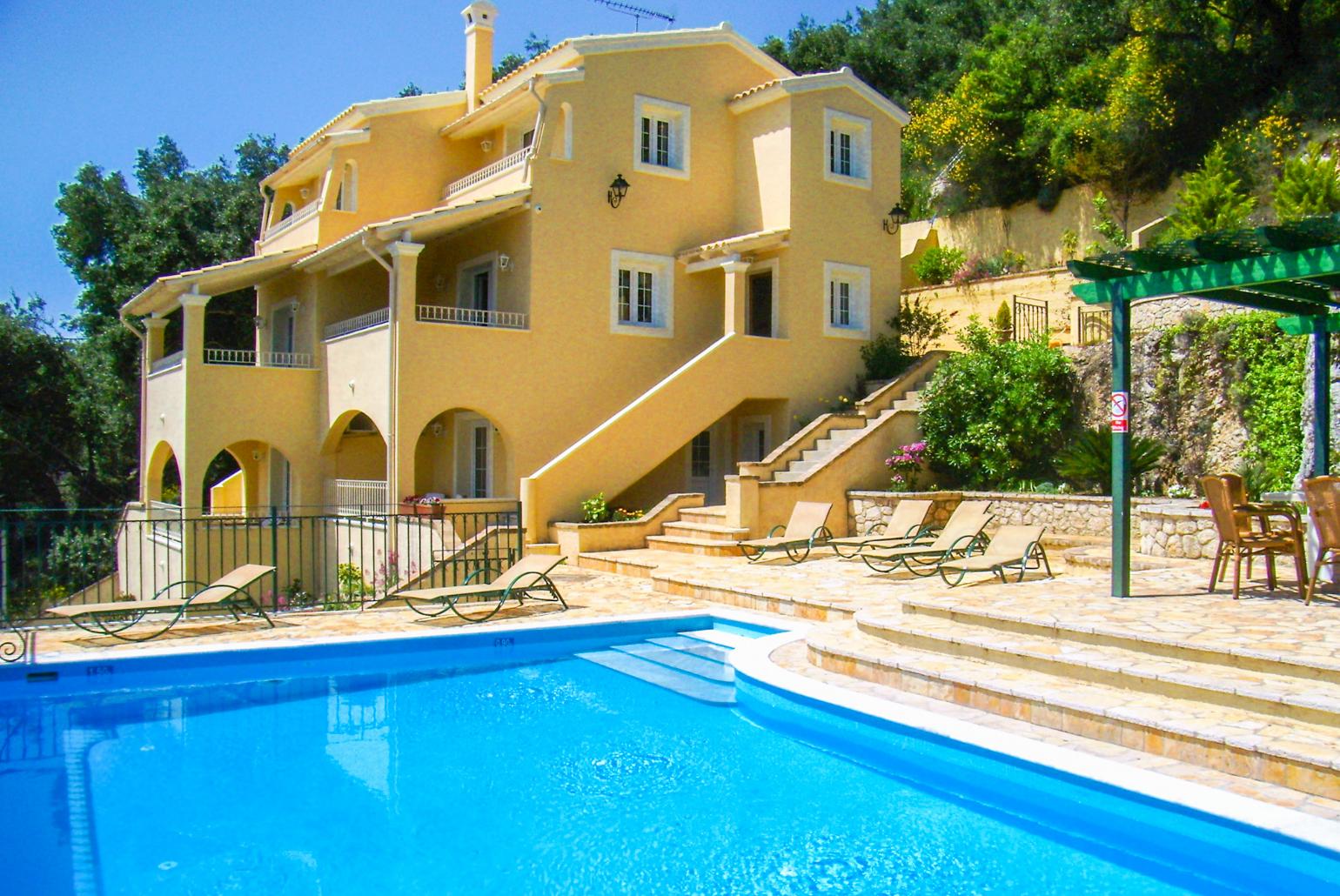,Beautiful villa with private pool and terrace with panoramic sea views