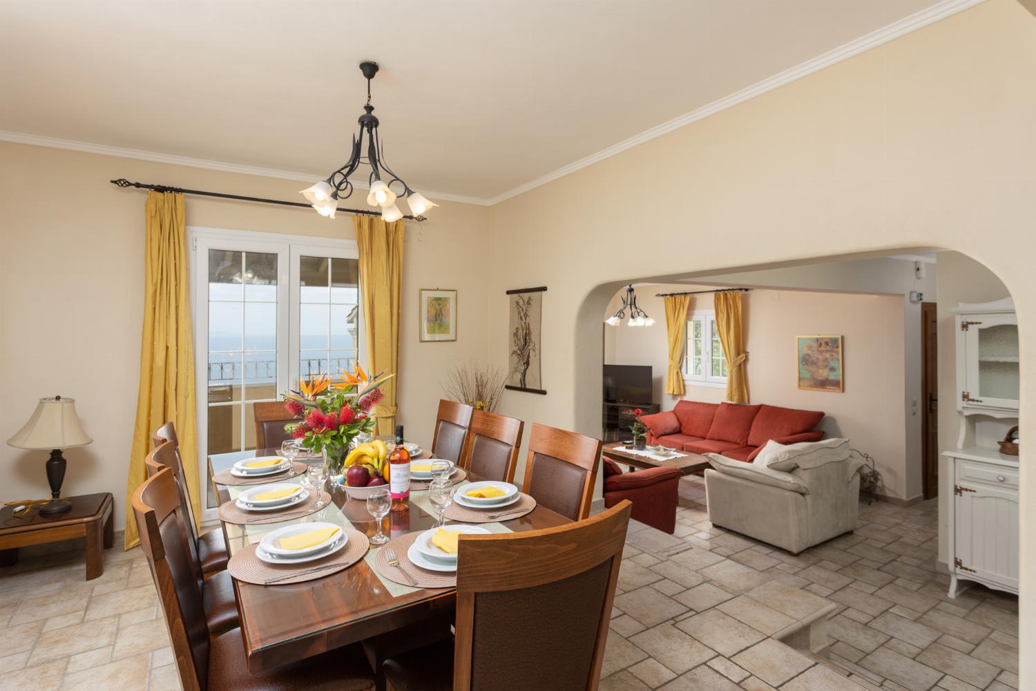 Dining room on first floor with sea views and balcony access