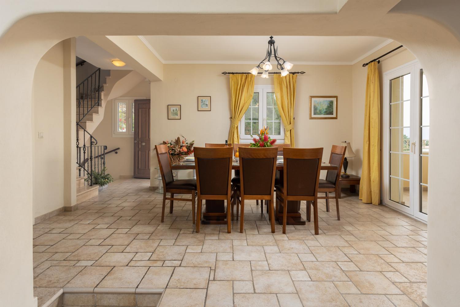 Dining room on first floor with sea views and balcony access