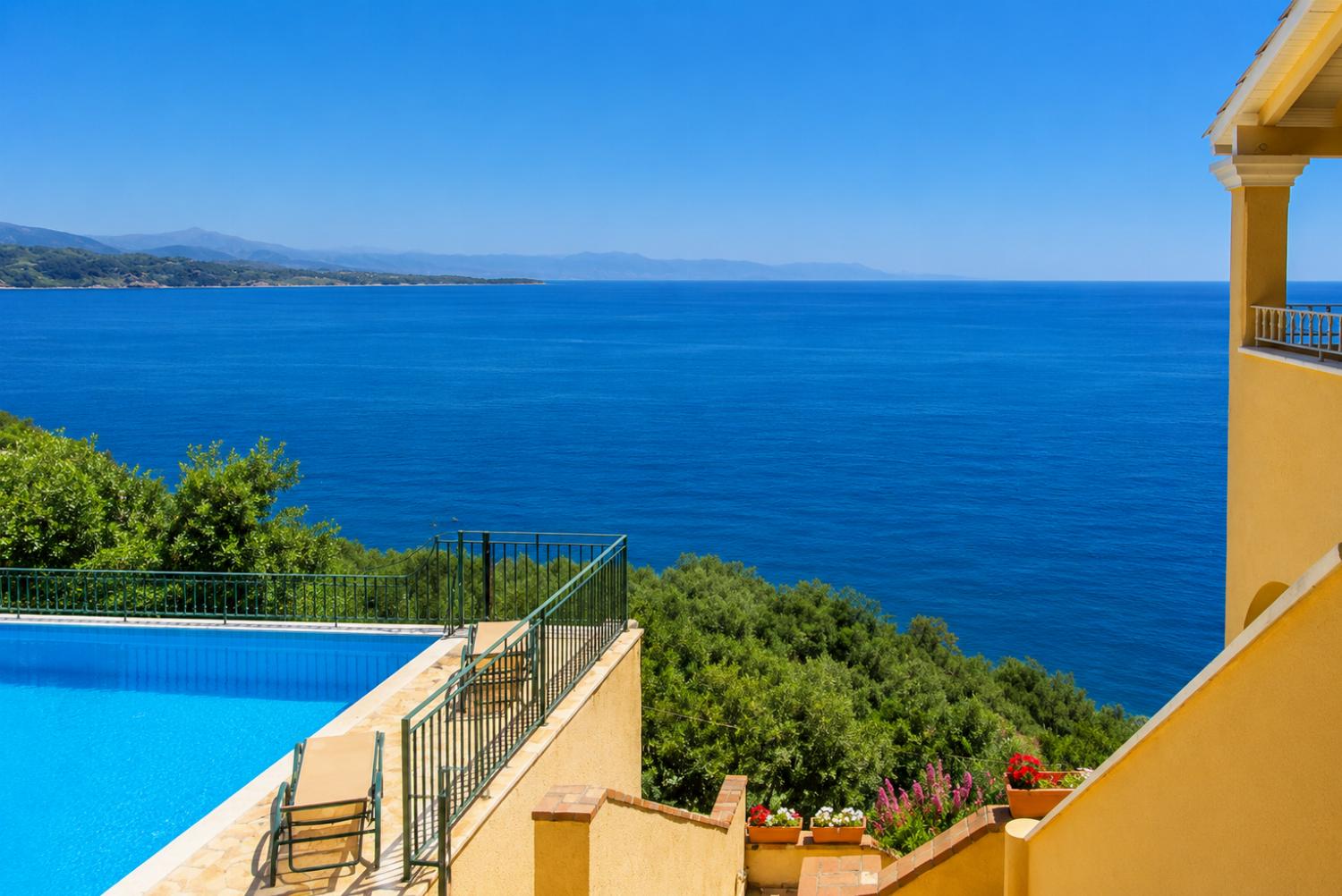 Private pool and terrace with sea views