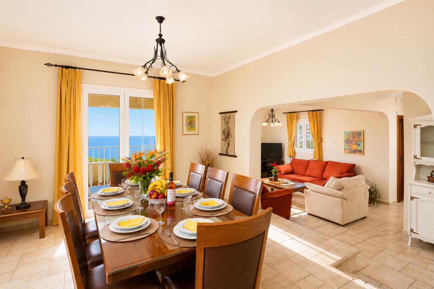 Dining room on first floor with sea views and balcony access