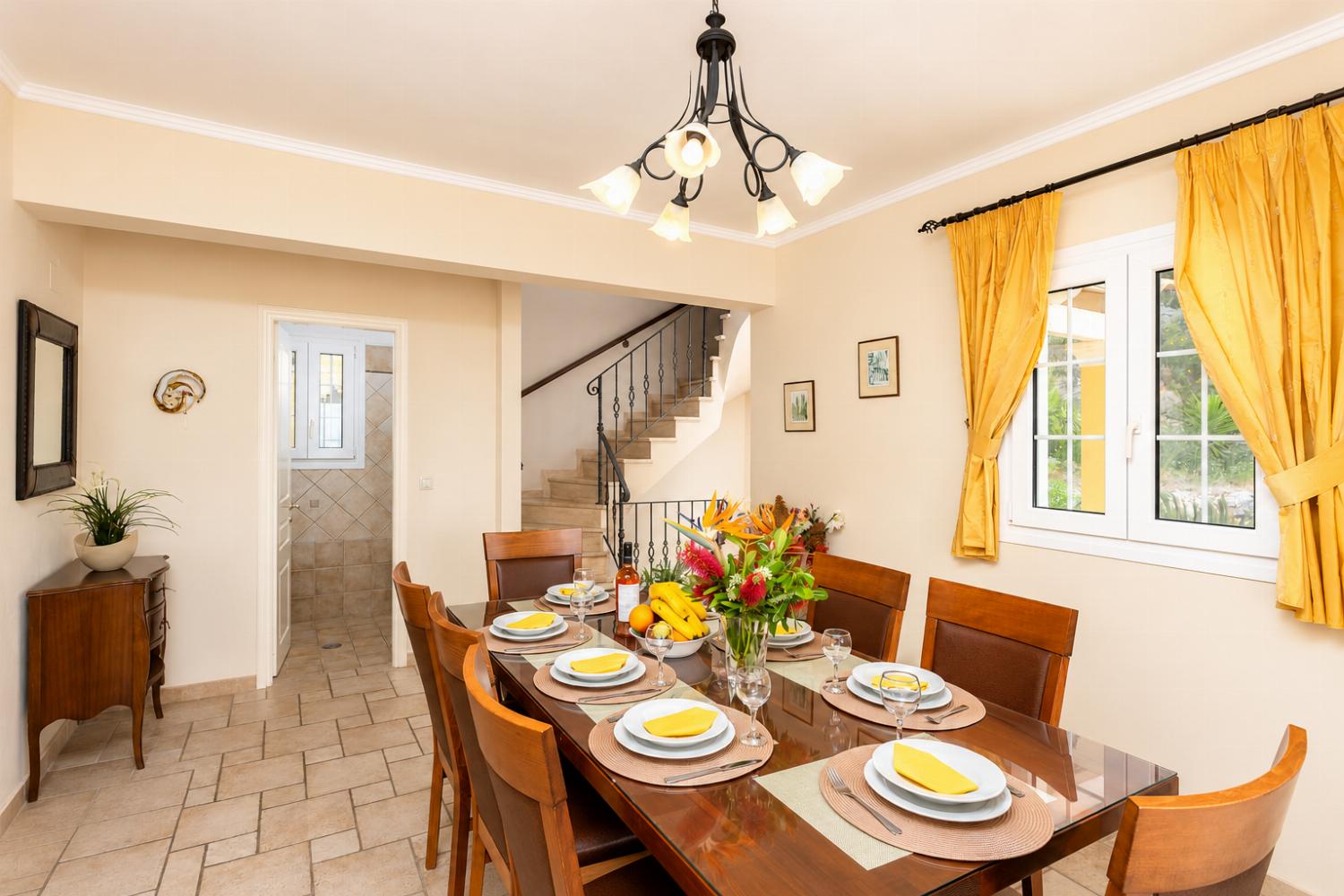 Dining room on first floor with sea views and balcony access