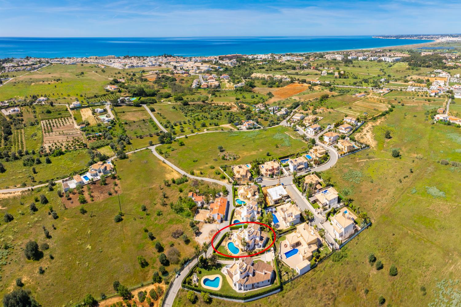 ,Aerial view showing location of villa