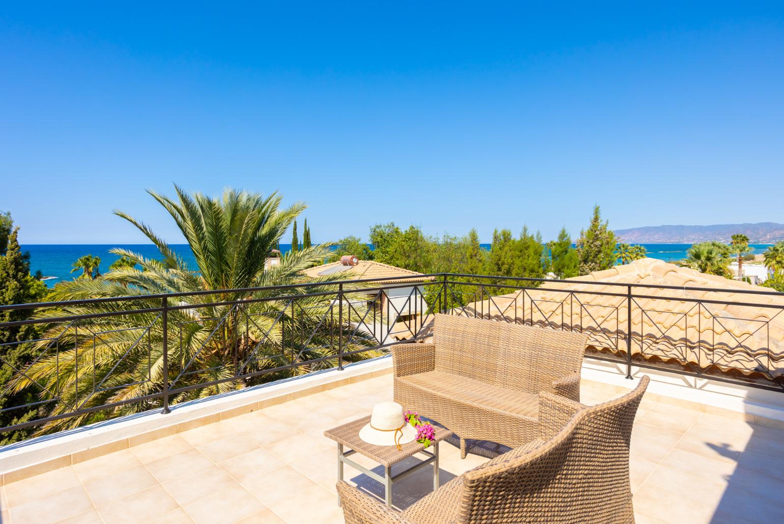 Roof terrace area with sea views