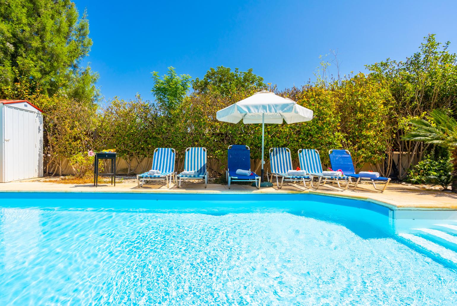 Private pool, terrace, and garden