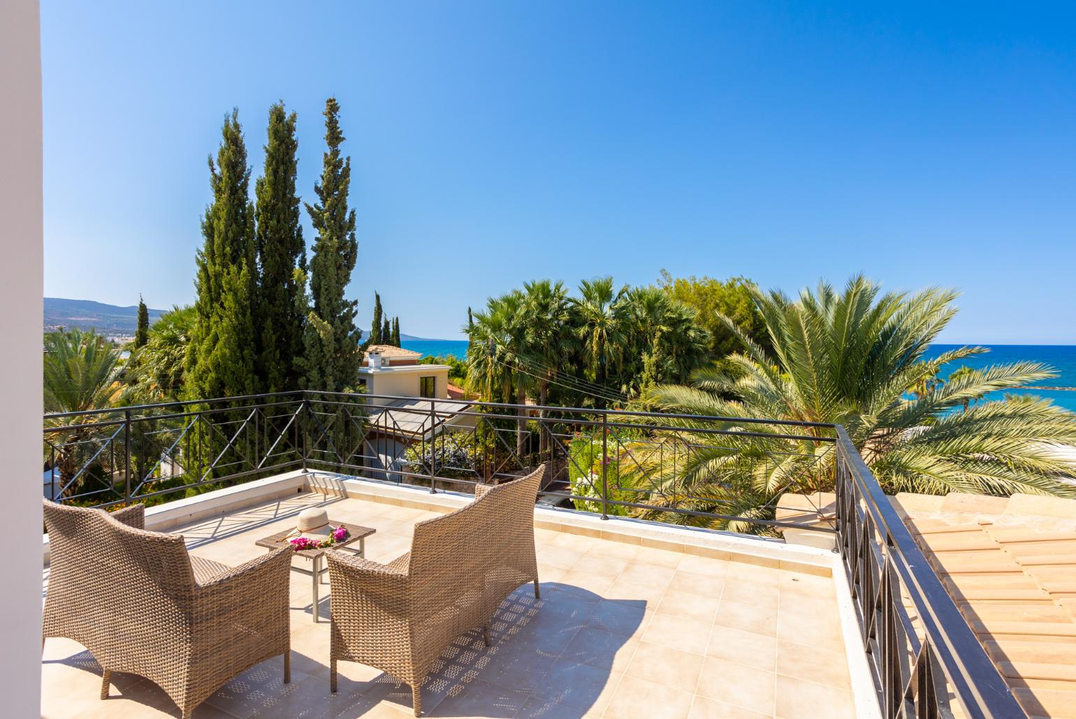 Roof terrace with sea views