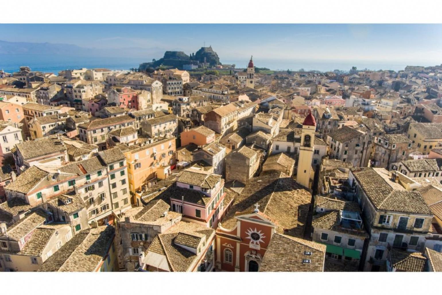 Aerial view of Corfu Old Town