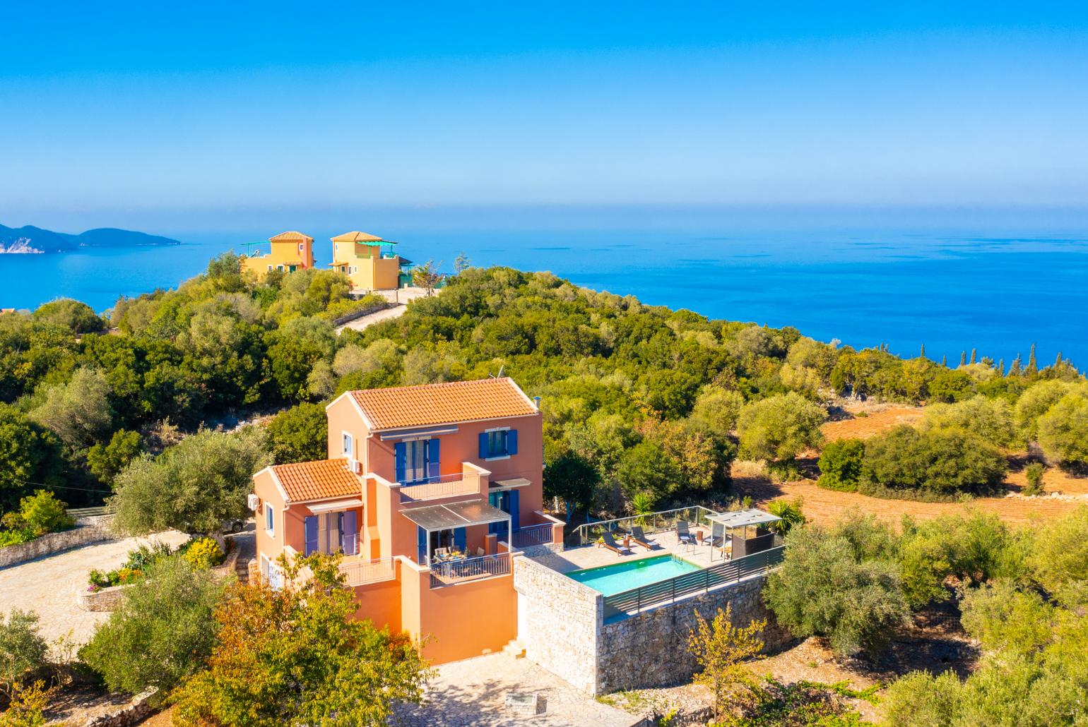 ,Beautiful villa with private pool and terrace with sea views