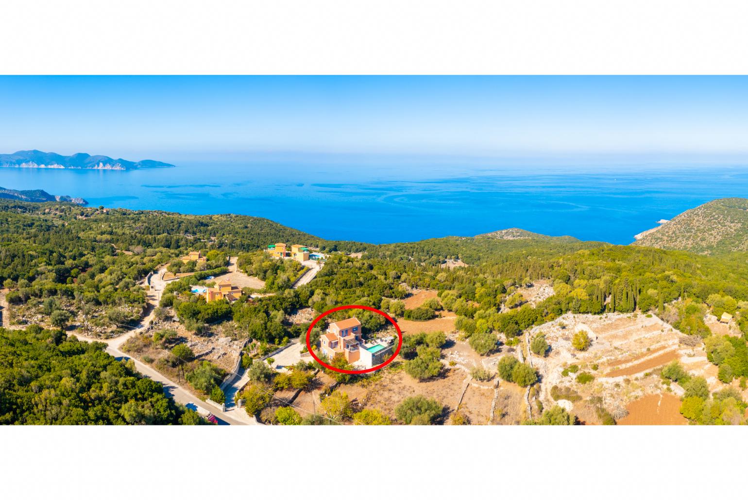 Aerial view showing location of Villa Canova