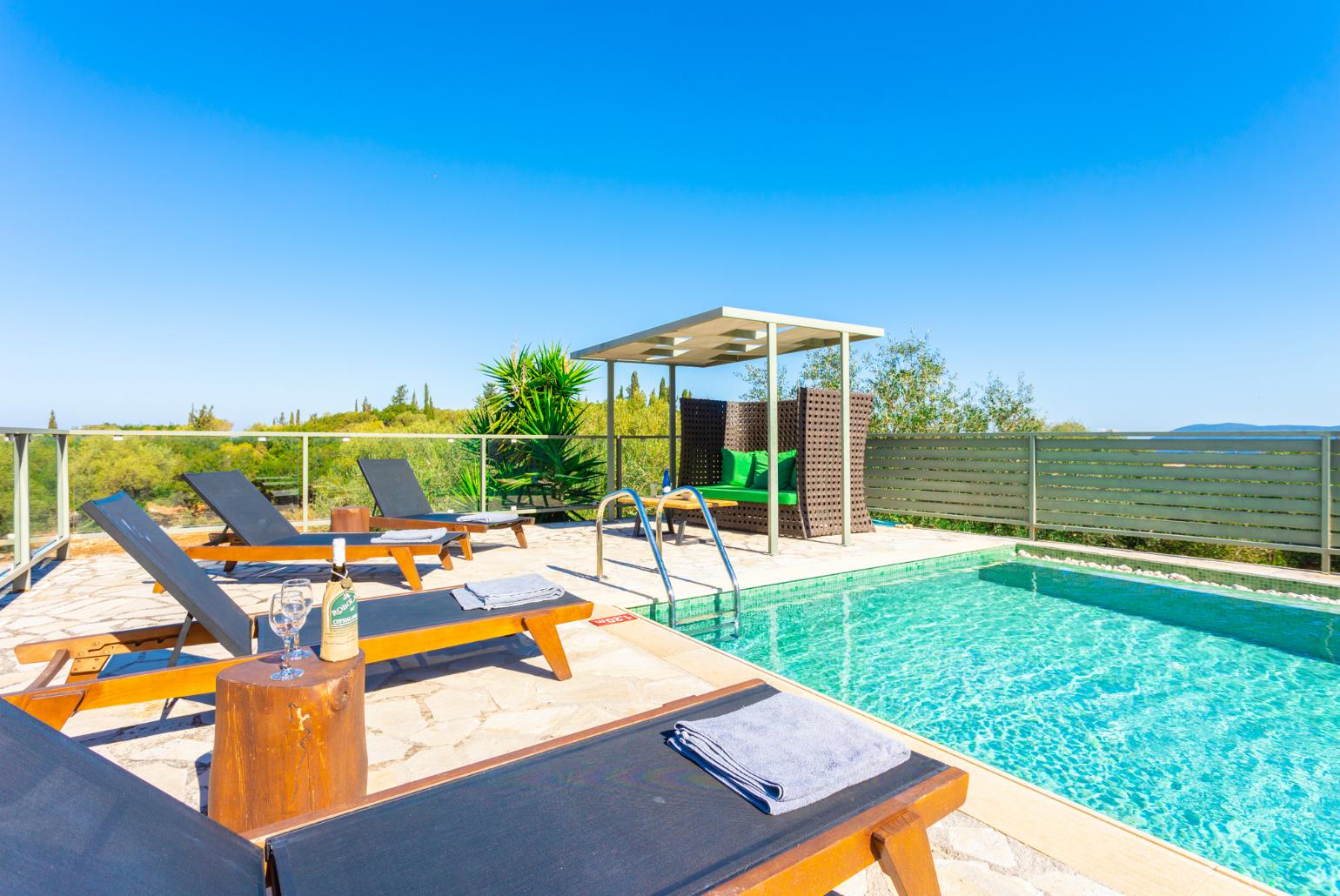 Private pool and terrace with sea views